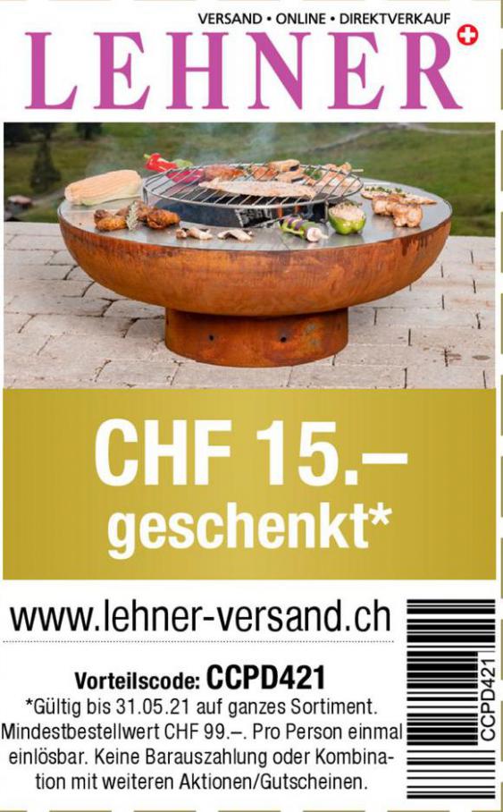 CHF 15.- Geschenkt . Lehner Versand (2021-05-31-2021-05-31)