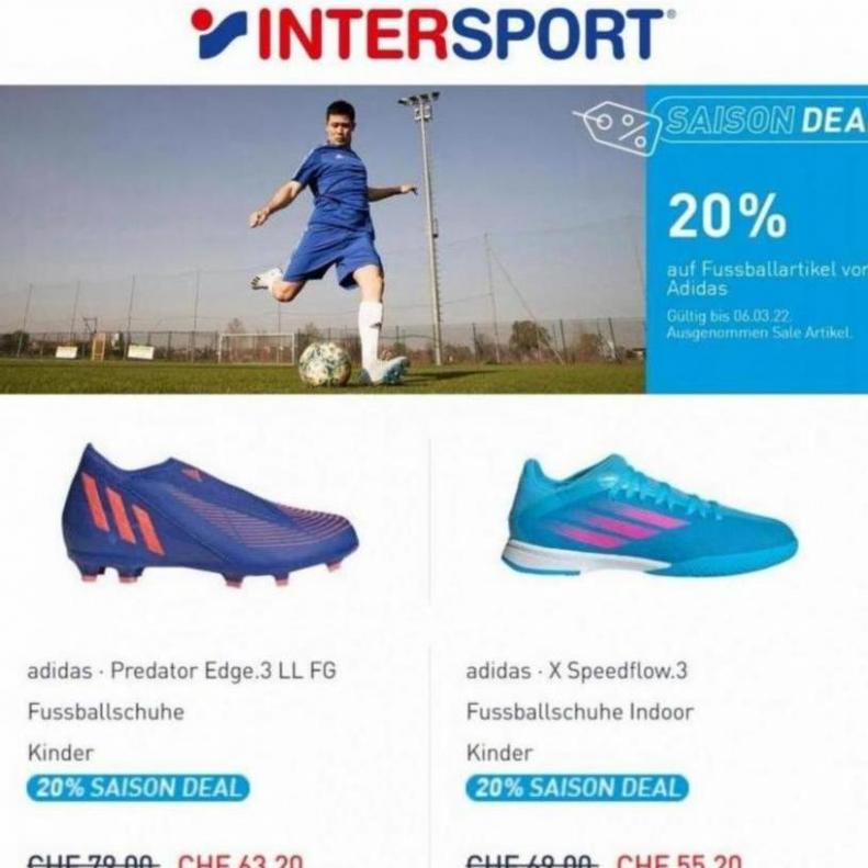 Saison Deal -20% auf Fussballartikel von Adidas. Intersport (2022-03-06-2022-03-06)