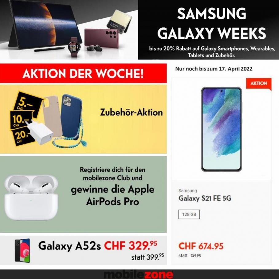 Bis zu 20% Rabatt! Samsung Galaxy Weeks. Mobilezone (2022-04-17-2022-04-17)